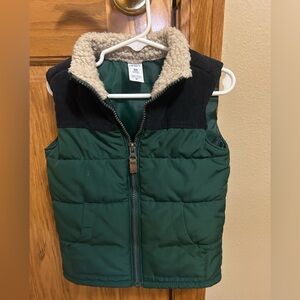 Carter's Forest Green Puffer Vest with Sherpa Collar